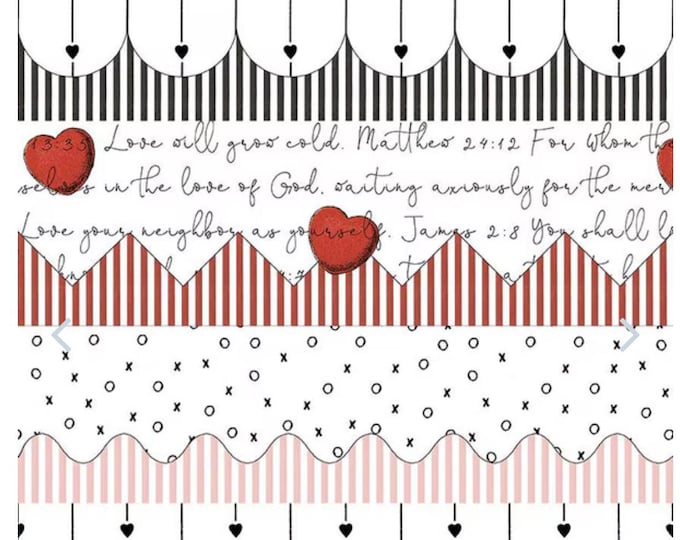 All My Heart Trimmings Border Stripe White by J. Wecker Frisch for Riley Blake Designs, 100% Cotton Fabric, C14132-WHITE