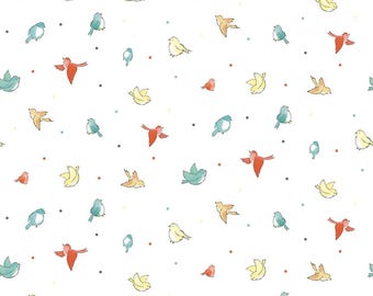 Happy at Home Birds White by Tara Reed for Riley Blake Designs, 100% Fine Cotton, C13703-White