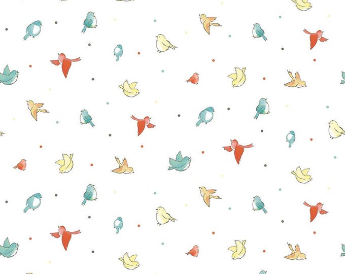 Happy at Home Birds White by Tara Reed for Riley Blake Designs, 100% Fine Cotton, C13703-White