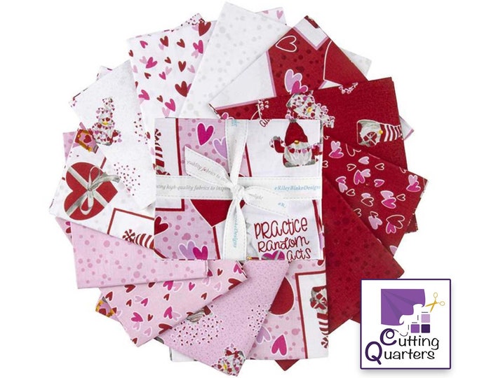 Riley Blake Gnomes In Love 12-Piece Fat Quarter Bundle by Tara Reed, FQ-11310-12, 100% Cotton Fabric