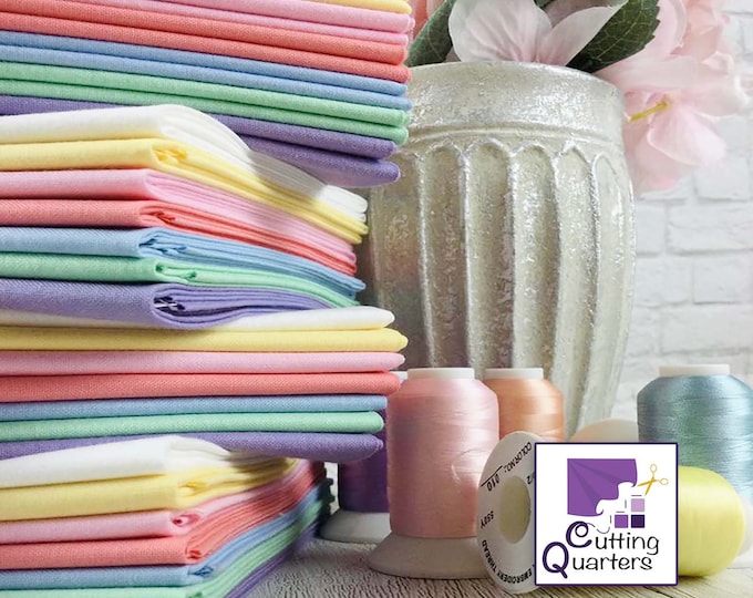Pastels 7-Piece Fat Quarter Bundle, Solid Colors, Riley Blake Confetti Cotton-C120, 100% Cotton Fabric