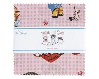 Riley Blake Sugar and Spice 5" Stacker by Lindsay Wilkes, 5-11410-42, 100% Cotton Fabric, Charm Pack