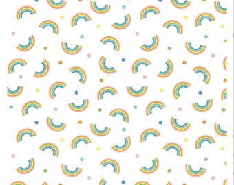 Noah's Journey - Little Rainbows White by Jessica Flick for Benartex Designer Fabrics, 100% Cotton Fabric, 16118-09
