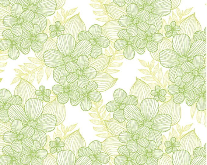 SALE - Crochet Green - Judy's Bloom Collection by Eleanor Burns for Benartex Designer Fabrics, 100% Cotton Fabric, 13554-40