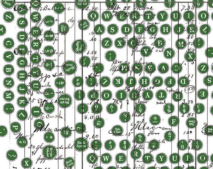Sew Journal Destructed Type White by J. Wecker Frisch for Riley Blake Designs, 100% Cotton Fabric, C13893-GREEN