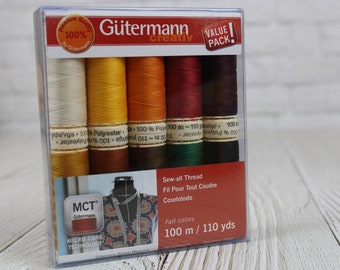 Gutermann creativ Sew-all Thread Set, Fall Colors, 100m/110yds,  10 Spools Value Pack - 734014-2