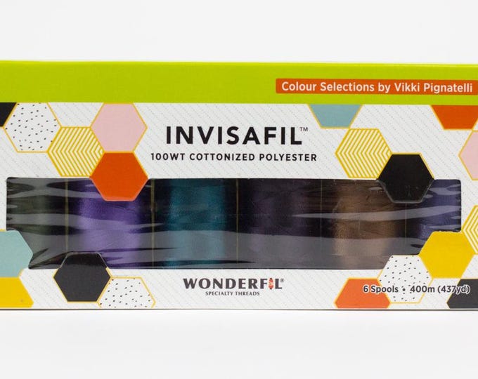 InvisaFil Mini Applique Pack IF-B008, 100wt Cottonized Polyester Thread, 6 per Box,  400m (437yd) Spools, IF-B008-Box