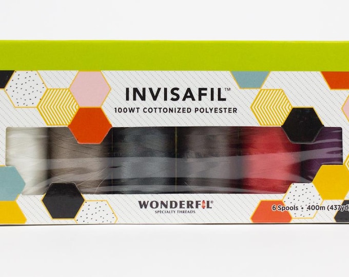 InvisaFil Mini Applique Pack IF-B005, 100wt Cottonized Polyester Thread, 6 per Box,  400m (437yd) Spools, IF-B005-Box