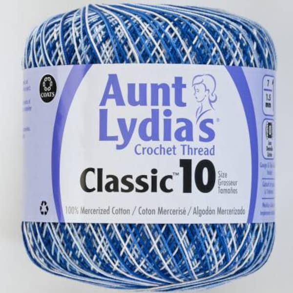 Shaded Blues - Aunt Lydia's Crochet Thread Classic 10, 350 yds, Art 154C-014