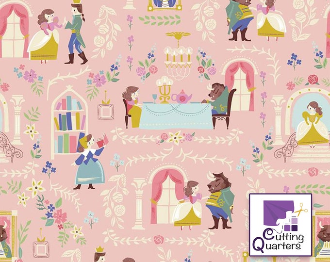 Riley Blake Beauty & the Beast Main - Pink by Jill Howarth, 100% Cotton Fabric, C9530-Pink