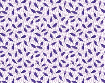 Plum Petals Leaves Purple by Diane Labombarde by Lori Holt for Riley Blake Designs, 100% Cotton Fabric, C15644-PURPLE