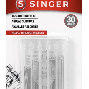 Singer Assorted Hand Needles - 30pc Set with Storage Case & Needle Threader, 07370DS