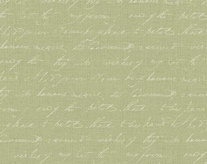 Petal Bouquet - Script Avocado by Katie Pertiet for P&B Textiles, 100% Premium Cotton Fabric, PBOU-4965 A