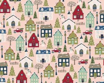 Christmas Village - Main Blush by Katherine Lenius for by Riley Blake Designs, 100% Fine Cotton Fabric, C12240-Blush