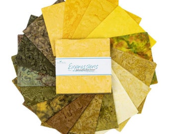 Shades of Yellow  - Expressions Batiks 5" Stacker by Riley Blake, 100 % Cotton, 5-SHDYRL-42