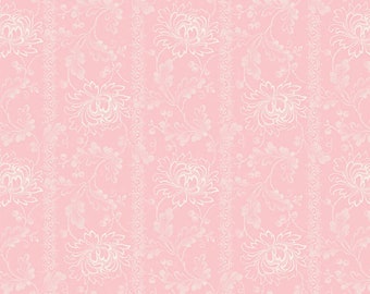 Belles Pivoines - Pico Floral Pink by Retro Vintage for P&B Textiles,  100% Premium Cotton Fabric, BPIV-4690-P