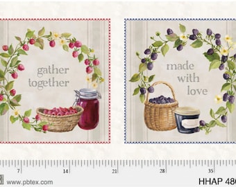 Homemade Happiness - Gather Together Panel Multi Silvia Vassileva for P&B Textiles, 100% Premium Cotton Fabric, HHAP-4808-PA