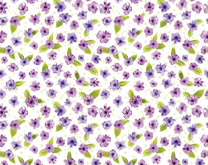 Plum Petals Small Flowers Cloud by Diane Labombarde by Lori Holt for Riley Blake Designs, 100% Cotton Fabric, C15642-CLOUD