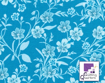 SALE - Wildflowers Teal by Debbie Beaves for Robert Kaufman, A Flowerhouse Collection, 100% Cotton Fabric, FLH-20291-213