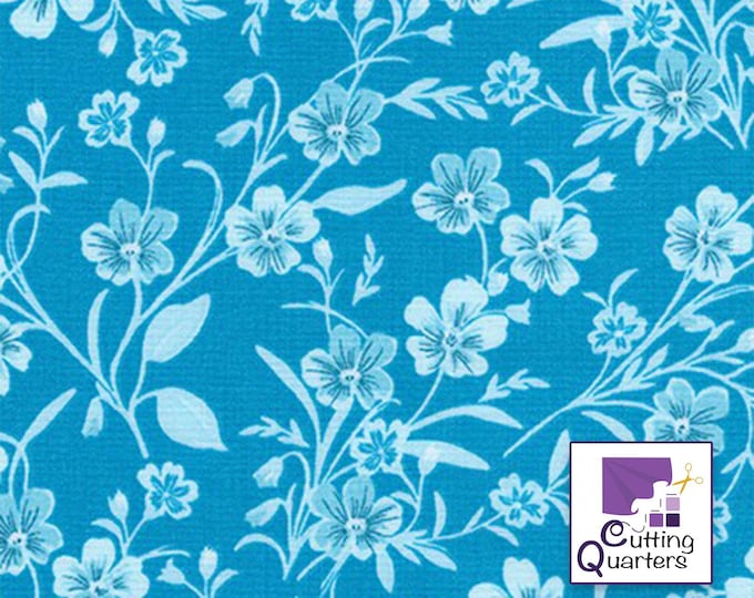 SALE - Wildflowers Teal by Debbie Beaves for Robert Kaufman, A Flowerhouse Collection, 100% Cotton Fabric, FLH-20291-213