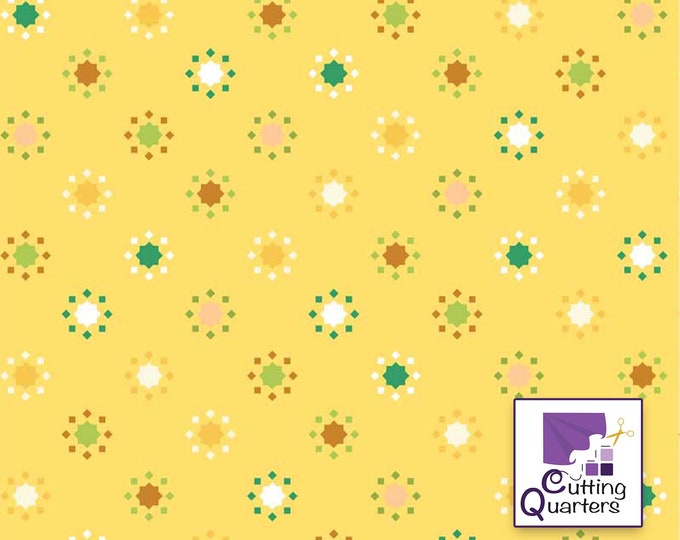 Botanical Nectar - Dots Yellow by Rachel Heather Lee for P&B Textiles,  100% Premium Cotton Fabric, BNEC 4567 Y