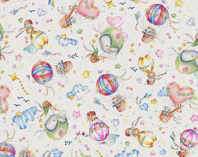 Whiskerville - Hot Air Ballon Cream by P&B Textiles, 100% Cotton, WSKR 05749 E