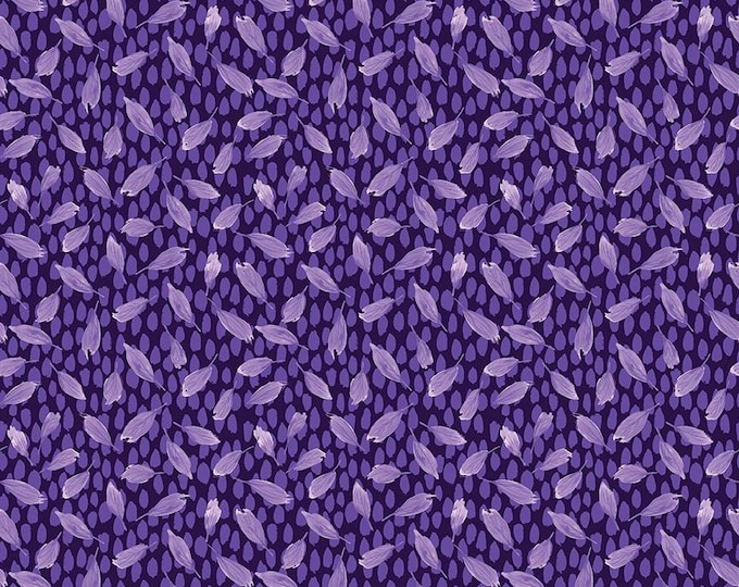 Plum Petals Leaves Purple by Diane Labombarde by Lori Holt for Riley Blake Designs, 100% Cotton Fabric, C15644-PURPLE