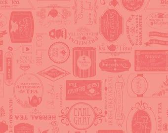 Afternoon Tea Labels Salmon, 100% Cotton, C14032-SALMON