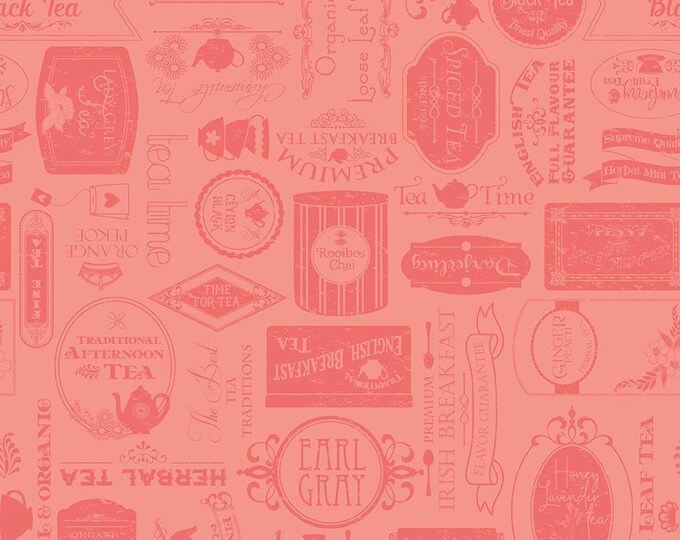Afternoon Tea Labels Salmon by Beverly McCullough for Riley Blake Designs, 100% Cotton Fabric, C14032-SALMON