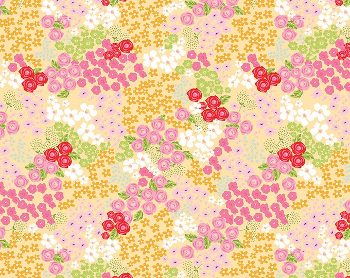 Picnic Florals - Flower Garden Yellow by My Mind's Eye for Riley Blake Designs, 100% Cotton Fabric, C14611-Yellow