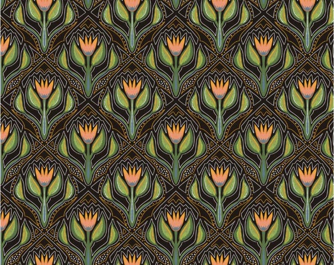 Spring In The Northwoods Graphic Geo Flowers by Jamie Kalvestran for P&B Textiles, 100% Premium Cotton Fabric, SINW 5414 K