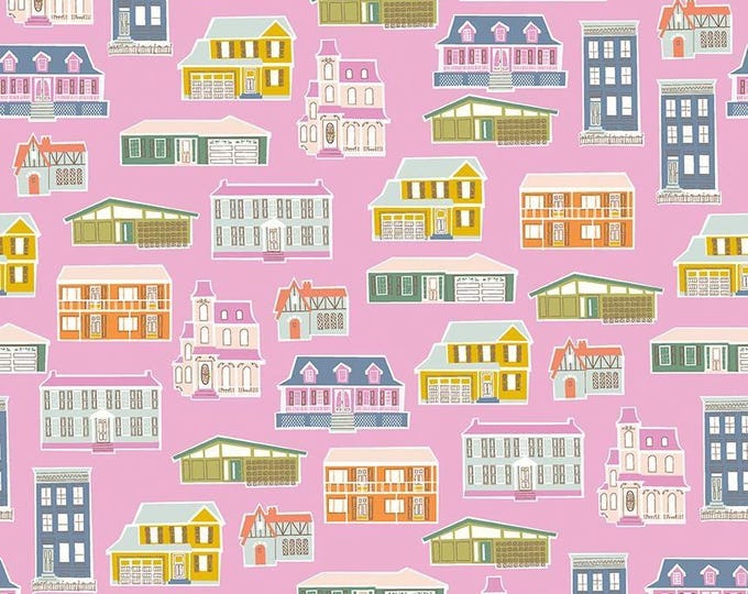 Community Houses Orchid by Citrus & Mint Designs for Riley Blake Designs, 100% Cotton Fabric, C11101-ORCHID
