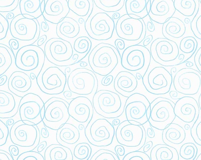 Spring In The Northwoods Swirls White/Blue by Jamie Kalvestran for P&B Textiles, 100% Premium Cotton Fabric, SINW 5420 WB