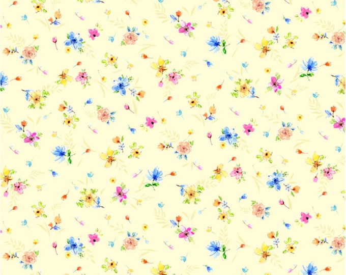 Gabriella - Small Toss Floral Yellow for P&B Textiles, 100% Premium Cotton Fabric, GABR-4814-Y