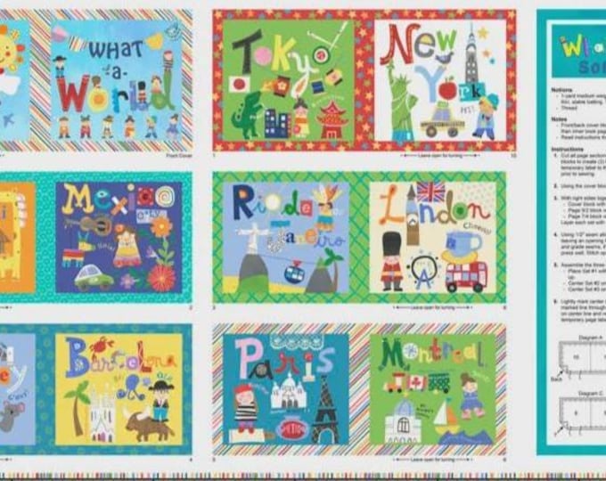 What A World Soft Book Panel (43" x 24"), 100% Cotton, WAWO 5977 PA