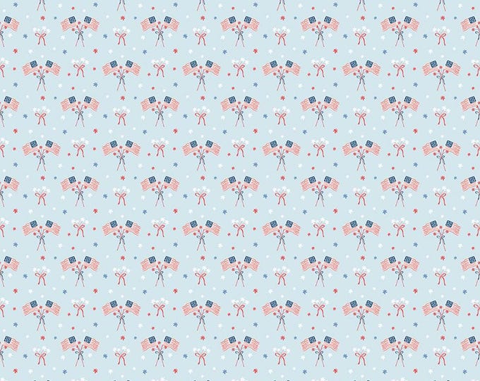 Firework Fields Flags Light Blue, 100% Cotton Fabric, C17586-LTBLUE