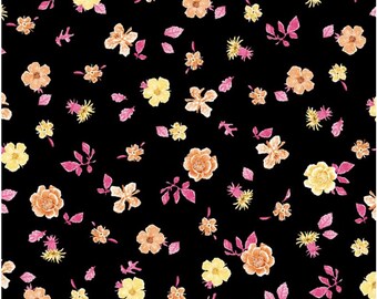 Jona's Garden Mini Tossed Flowers Orange/Pink, 100% Cotton, JGAR 5387 KOP