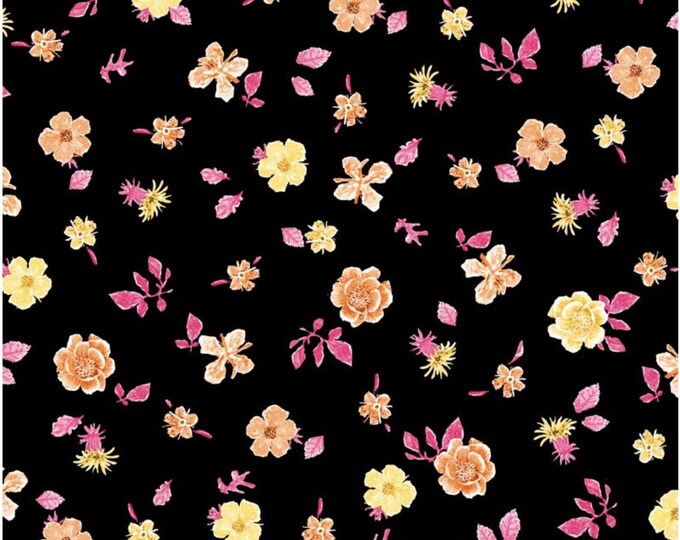 Jona's Garden Mini Tosses Flowers Orange/Pink by Jon Van Zyle for P&B Textiles, 100% Premium Cotton Fabric, JGAR 5387 KOP