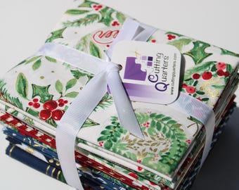 Joyful 15-Piece Fat Quarter Bundle and Joyful Blocks Panel (43" x 24") with Metallic Highlights by P&B Textiles, 100% Cotton, JOYF FQ16