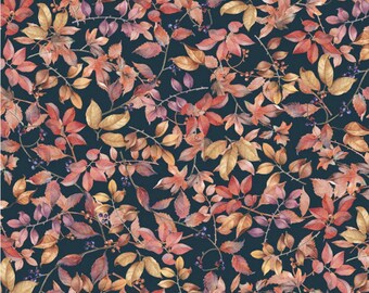Bountiful - Packed Fall Foliage Navy, 100% Cotton, BOUN 5882 N