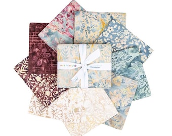 Expressions Batiks Floral Grid Old China 9-Piece Fat Quarter Bundle B, FQ-23465B-9