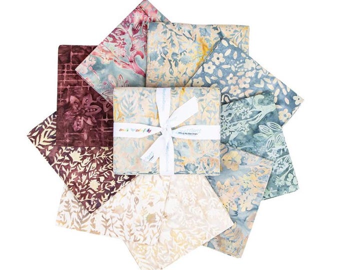 Expressions Batiks Floral Grid Old China 9-Piece Fat Quarter Bundle B, FQ-23465B-9
