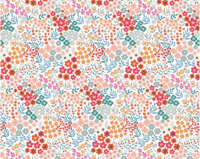 Birdsong - Packed Flower Field White, 100% Cotton, BSON 5861 WMU