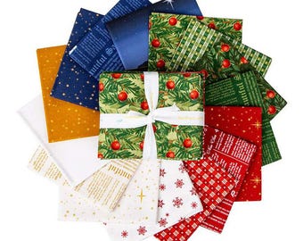 Christmas Wishes Fat Quarter Bundle by  Riley Blake Designs, 12-Pieces, 100% Cotton Fabric, FQ-1540-15