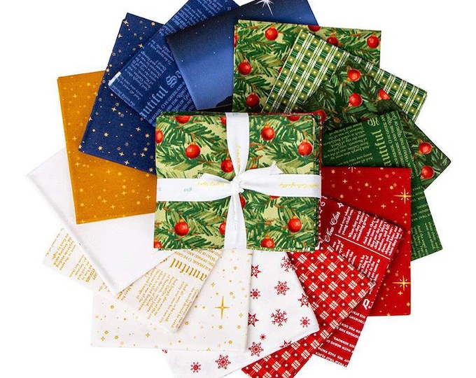 Christmas Wishes Fat Quarter Bundle by  Riley Blake Designs, 12-Pieces, 100% Cotton Fabric, FQ-1540-15