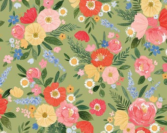 Floral Charms Main Green, 100% Cotton, C15760-GREEN