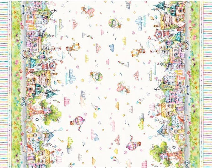 Whiskerville - Street Scene Double Border by P&B Textiles, 100% Cotton, WSKR 05747 MU