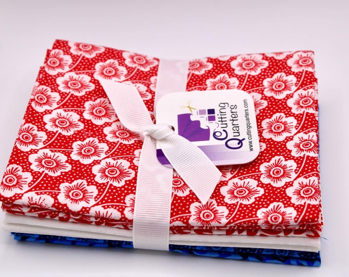 Rhapsody 6-Piece FQ Bundle in Red, White & Blue, Benartex Fabrics, 100% Cotton Fabric, RHAP-FQ6