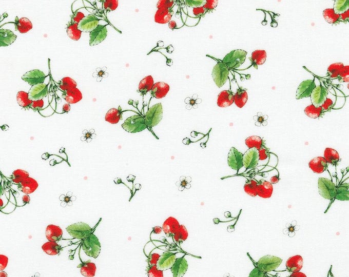 Strawberry Season - Barry Sprig Toss White, 100% Cotton, ABYD-22315-1 WHITE