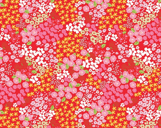 Picnic Florals - Flower Garden Red by My Mind's Eye for Riley Blake Designs, 100% Cotton Fabric, C14611-Red